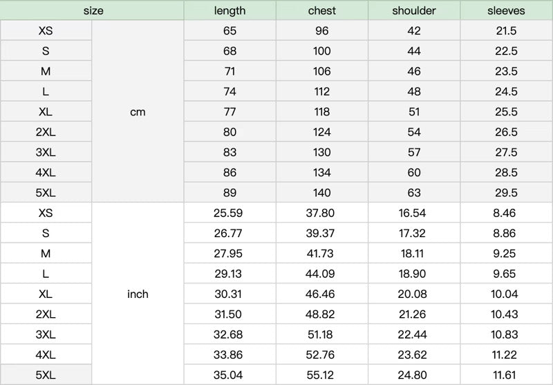christian tee sizing chart
